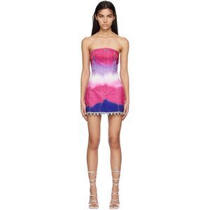 AREA Pink Ombre Denim Minidress